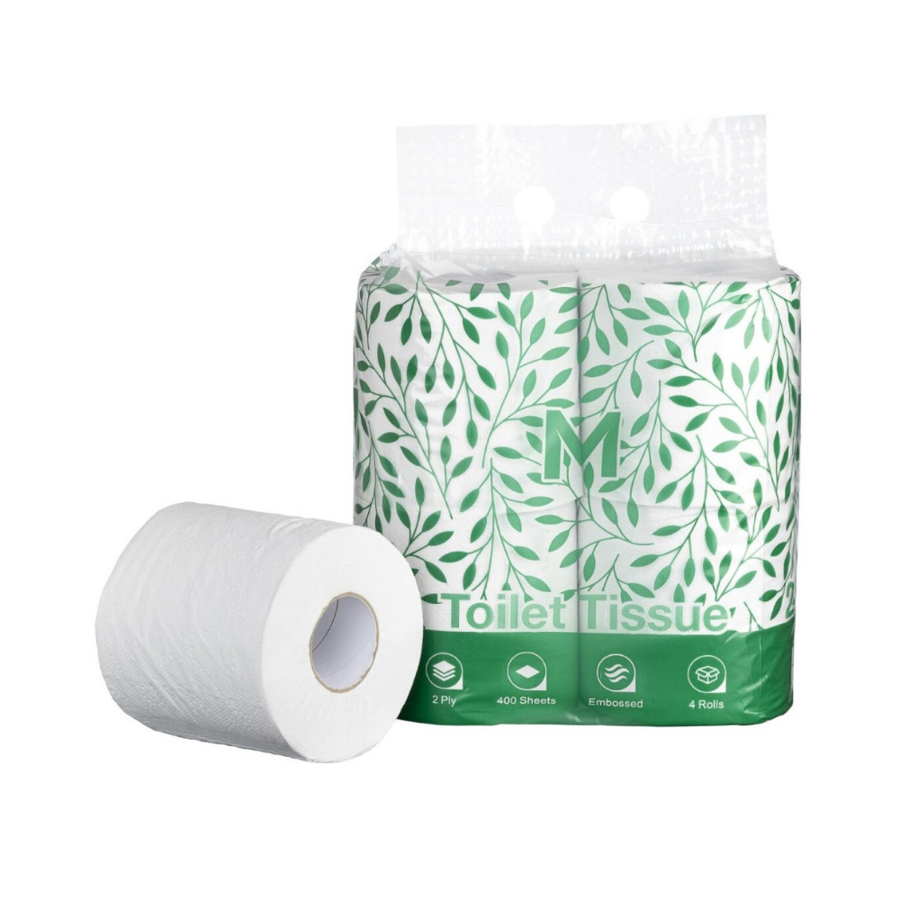 Recycled Unwrapped Toilet Tissue Boxed - White, 2 Ply, 400 Sheets